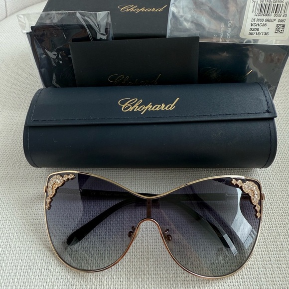 CHOPARD SUNGLASSES SCHC83S 300 F99 WOMEN METAL GREY W. CASE - Picture 1 of 9